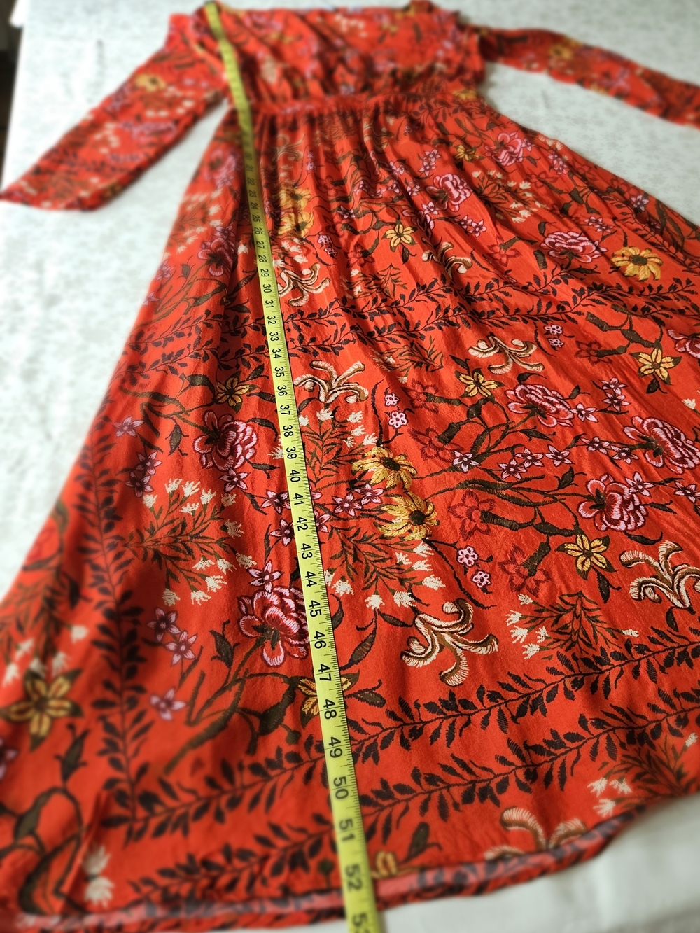 ​LAIA Floral Maxi Dress Boho Cottagecore Long Sleeve Orange Size XS - Picture 15 of 16